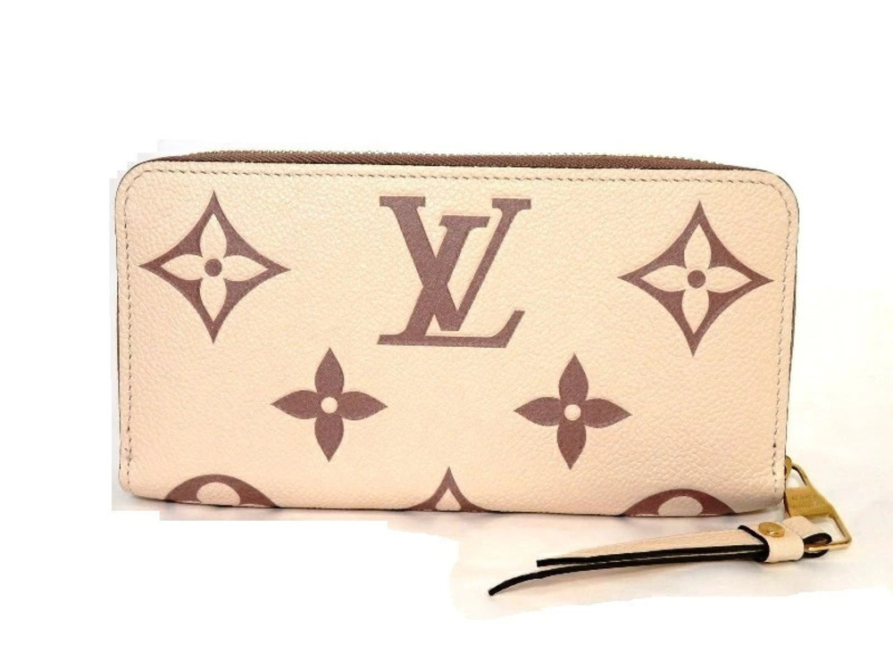 LOUIS VUITTON Zippy Wallet Bicolor Monogram Empreinte Cream Bois de Roses